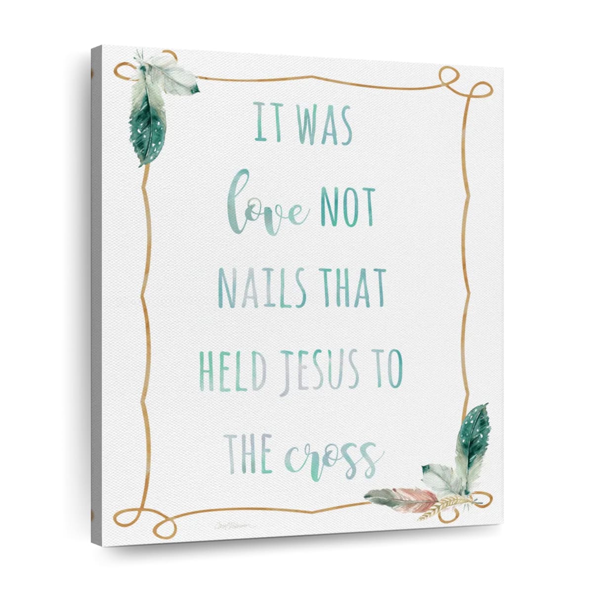 Religious Feather Love Not Nails Wall Art Canvas - Canvas Religious Wall Art - Christian Wall Decor Living Room