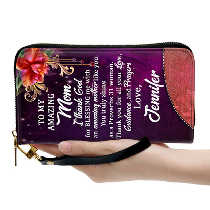 Religious Gifts For Mothers Strength And Honor Are Her Clothing Clutch Purse For Women - Personalized Name - Christian Gifts For Women