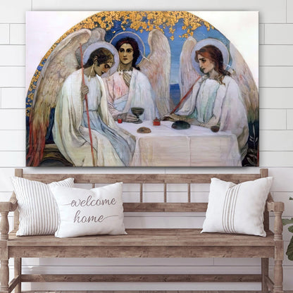 Religious Icon The Holy Trinity Canvas Wall Art - Christian Wall Art Decor - Religious Wall Art Canvas