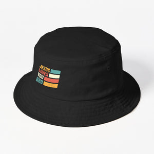 Religious Jesus Loves You Bro Christian Vintage Church Bucket Hat