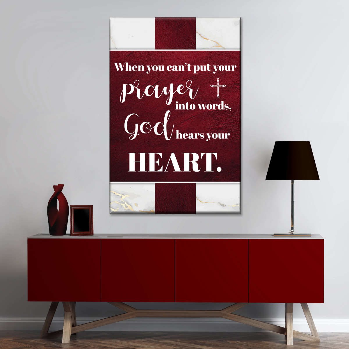 Religious Praying God's Heart Wall Art Canvas - Canvas Religious Wall Art - Christian Wall Decor Living Room