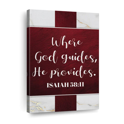 Religious Where God Guides He Provides Wall Art Canvas - Canvas Religious Wall Art - Christian Wall Decor Living Room