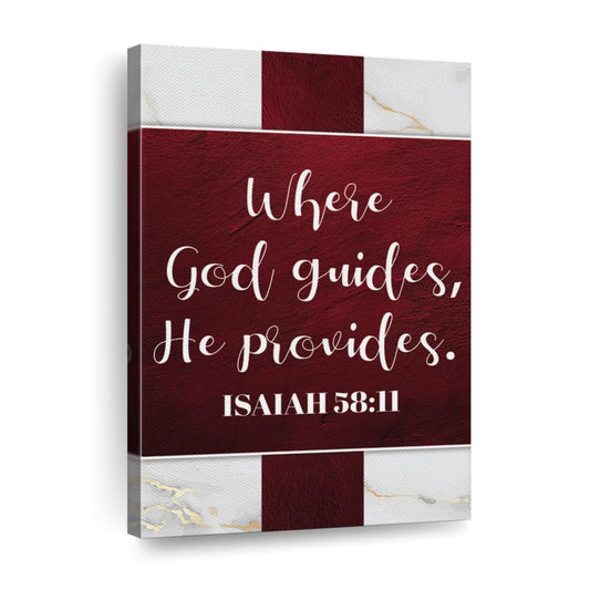 Religious Where God Guides He Provides Wall Art Canvas - Canvas Religious Wall Art - Christian Wall Decor Living Room