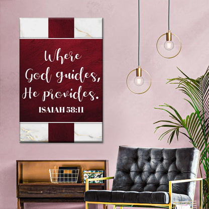 Religious Where God Guides He Provides Wall Art Canvas - Canvas Religious Wall Art - Christian Wall Decor Living Room