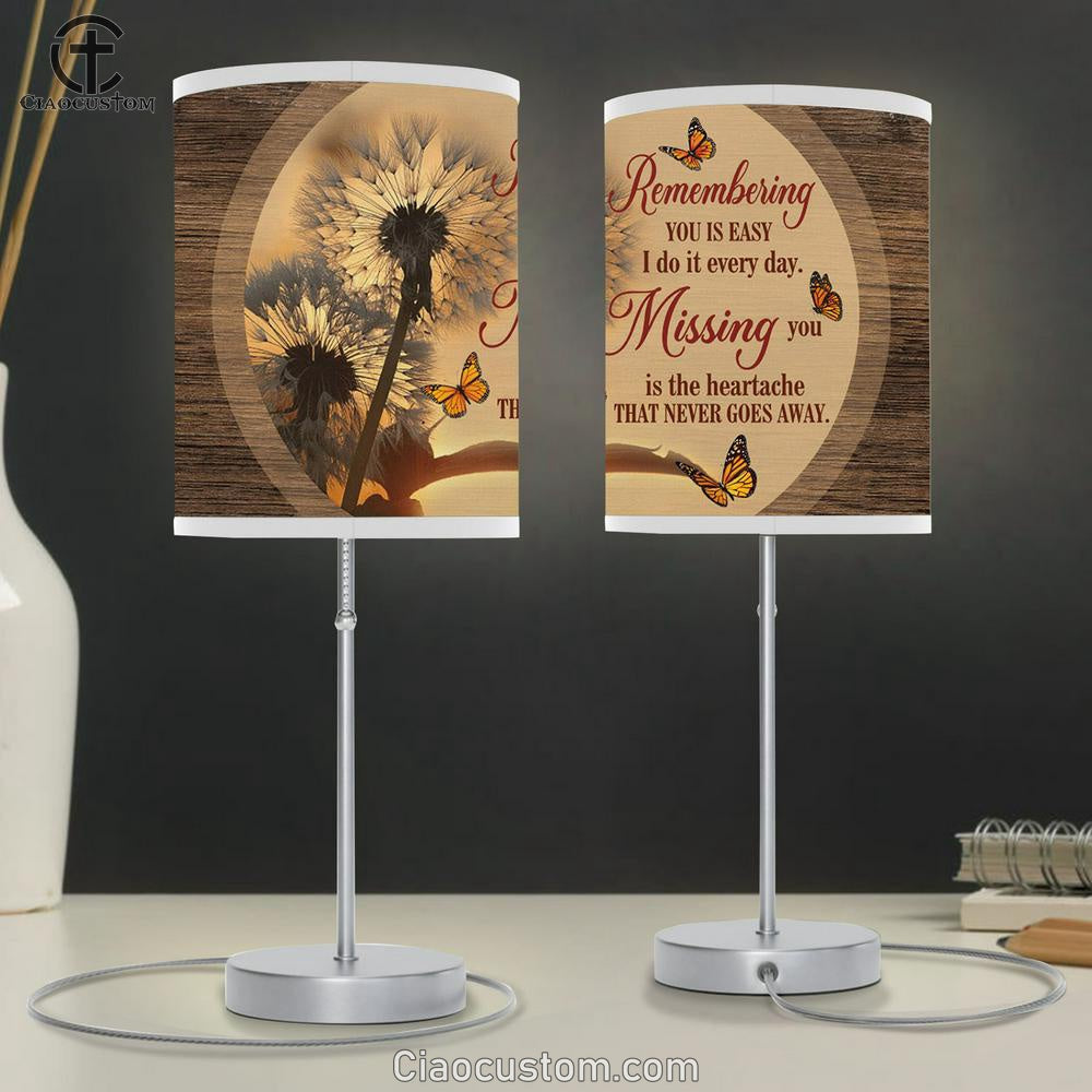Remembering You Is Easy I Do It Everyday Dandelion Butterfly Sunset Large Table Lamp - Christian Table Lamp Prints Art