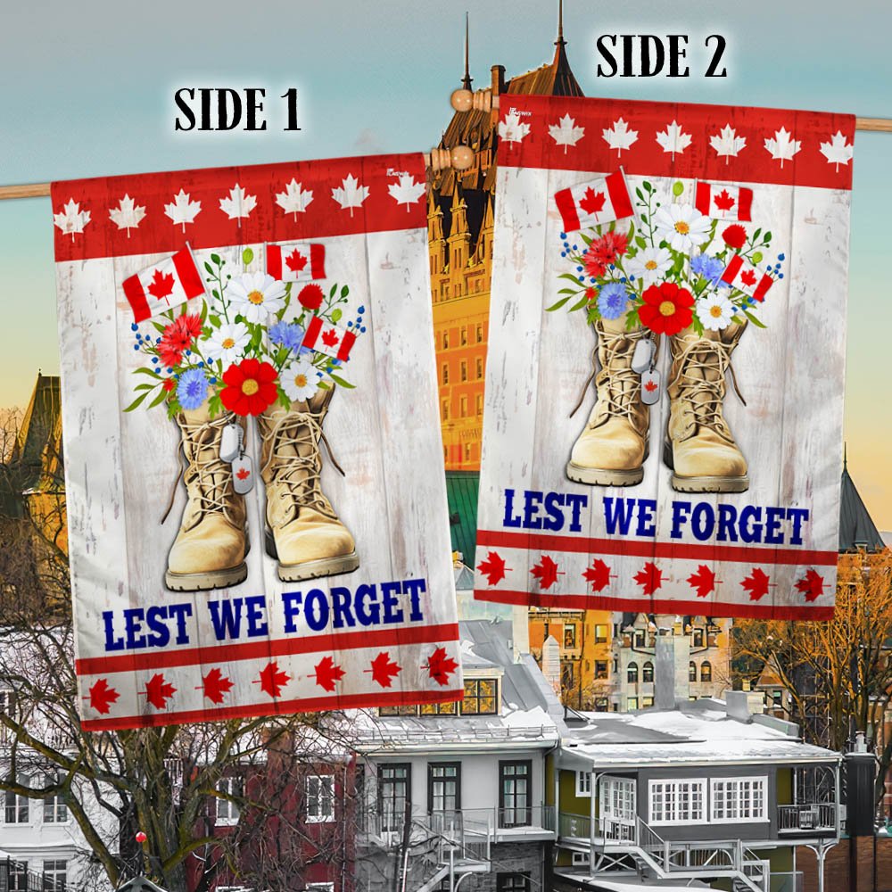 Remembrance Day Canadian Veterans Lest We Forget Flag - Outdoor House Flags - Decorative Flags