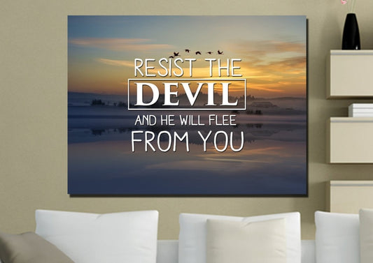 Resist The Devil Canvas Wall Art Print - Christian Canvas Wall Art
