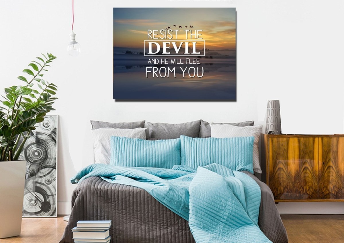 Resist The Devil Canvas Wall Art Print - Christian Canvas Wall Art