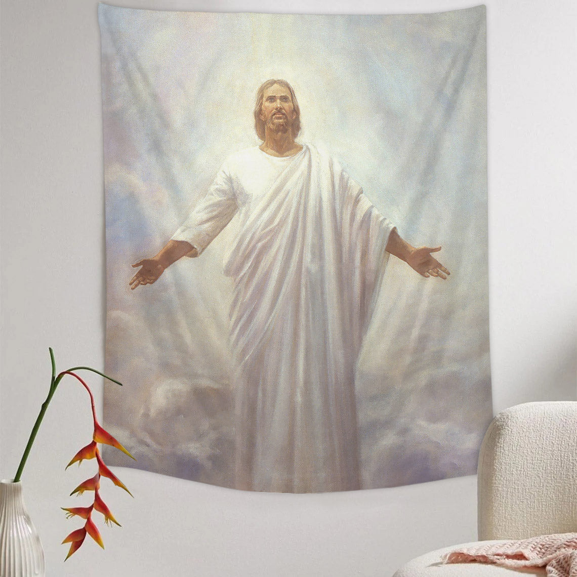 Resurrected Christ Tapestry - Jesus Picture - Religious Tapestry - Christian Tapestry Wall Hangings