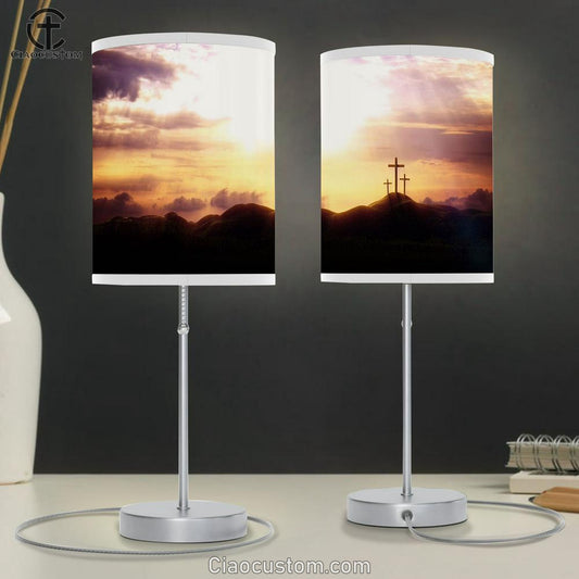 Resurrection Jesus Christ Holy Cross Table Lamp Pictures - Faith Art - Christian Table Lamp For Bedroom Decor