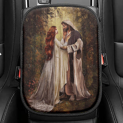 Resurrection Light Empty Tomb With Crucifix Dawn Seat Box Cover, Religious Car Center Console Cover, Christian Car Interior Accessories