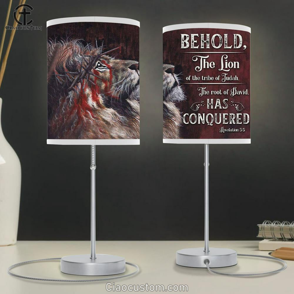 Revelation 55 Behold - The Lion Of The Tribe Of Judah Table Lamp For Bedroom - Christian Room Decor