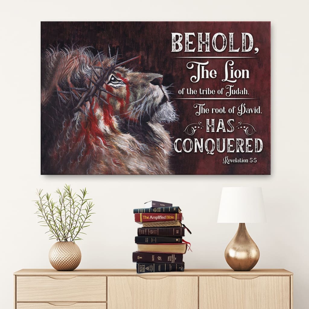 Revelation 55 Behold, The Lion Of The Tribe Of Judah Canvas Wall Art - Religious Wall Decor