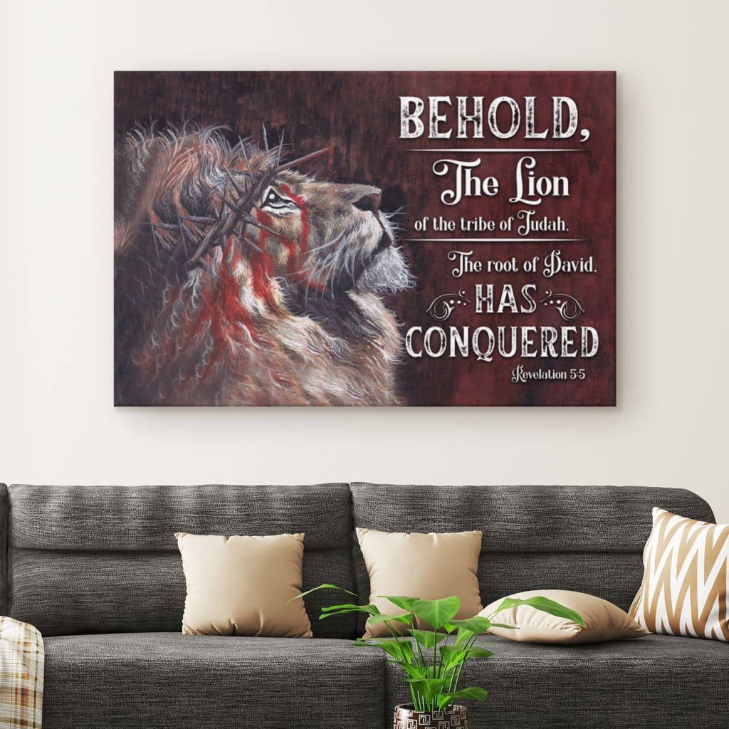 Revelation 55 Behold, The Lion Of The Tribe Of Judah Canvas Wall Art - Religious Wall Decor