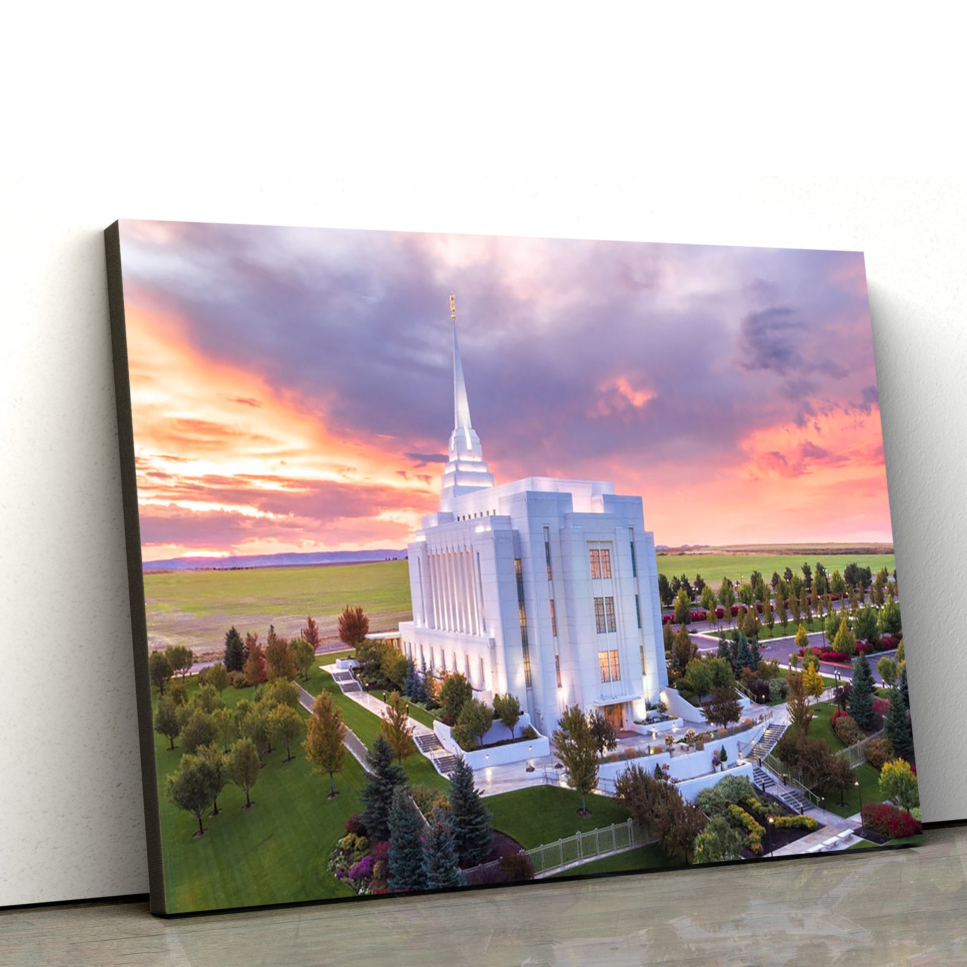 Rexburg Idaho Temple Greater Heights Canvas Wall Art - Jesus Christ Picture - Canvas Christian Wall Art