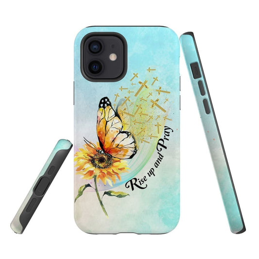 Rise Up And Pray Butterfly Sunflower Phone Case - Christian Phone Cases - Religious Phone Case