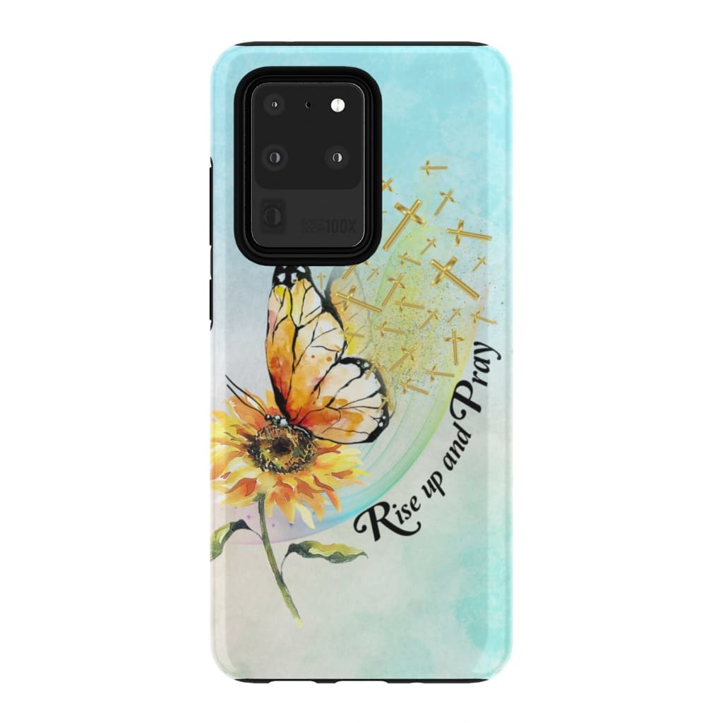 Rise Up And Pray Butterfly Sunflower Phone Case - Christian Phone Cases - Religious Phone Case