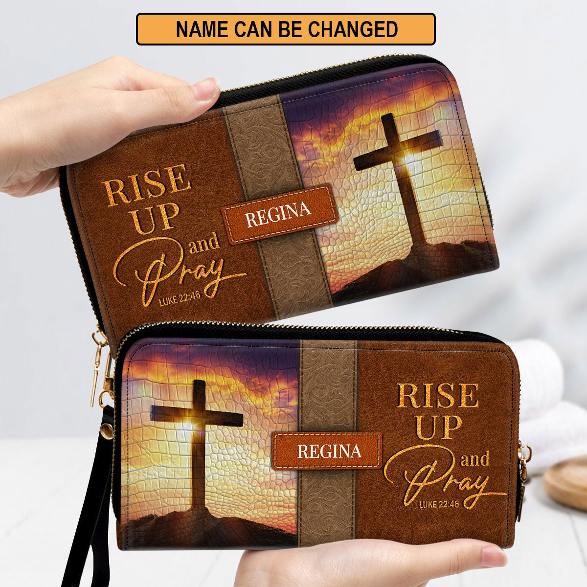 Rise Up And Pray Clutch Purse For Women - Personalized Name - Christian Gifts For Women