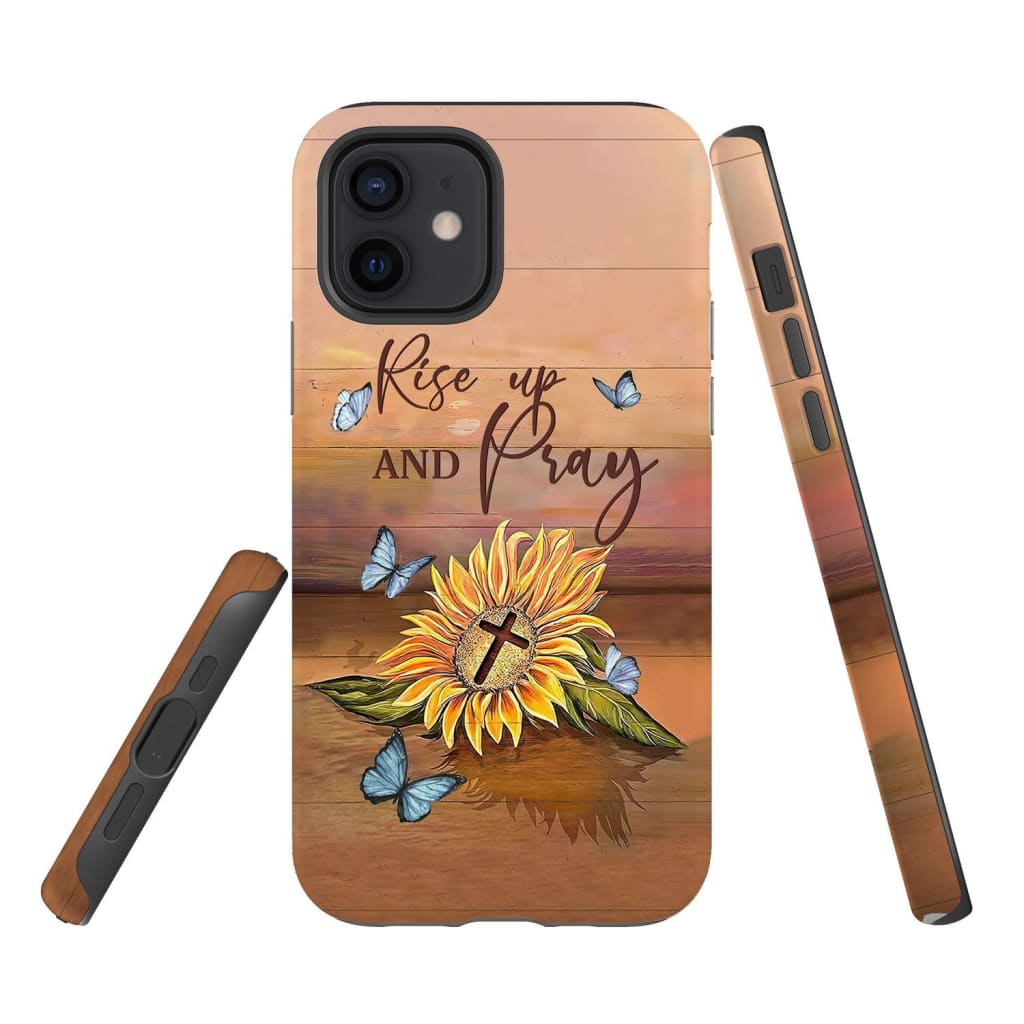 Rise Up And Pray Sunflower Cross Phone Case - Christian Phone Case - Inspirational Bible Scripture iPhone Cases