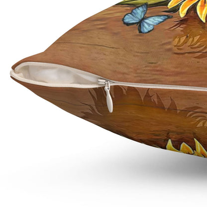 Rise Up And Pray Sunflower Cross Pillow - Christian Pillow