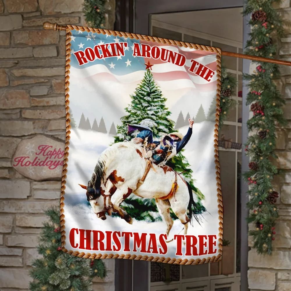 Rockin' Around The Christmas Tree Flag - Christmas Garden Flag - Christmas House Flag - Christmas Outdoor Decoration