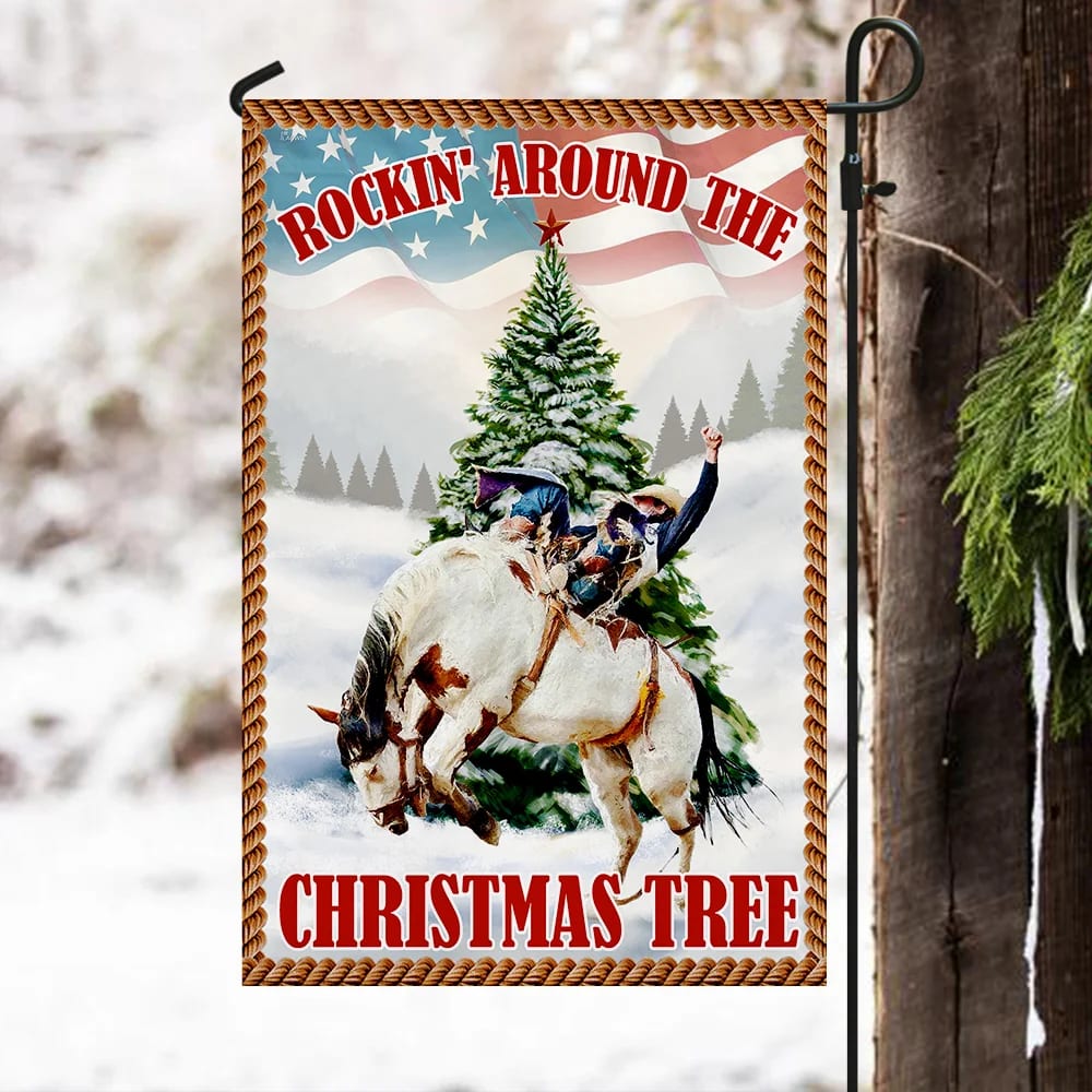 Rockin' Around The Christmas Tree Flag - Christmas Garden Flag - Christmas House Flag - Christmas Outdoor Decoration