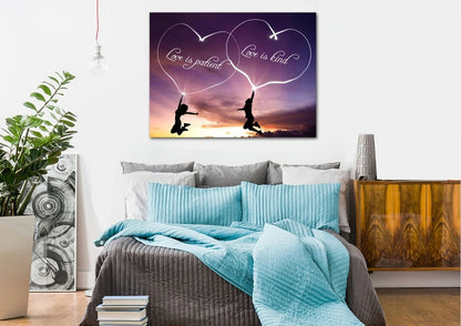 Romance Love Is Patient, Love Is Kind Wall Art - Christian Canvas Wall Art