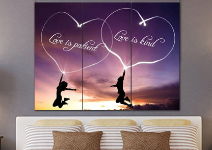 Romance Love Is Patient, Love Is Kind Wall Art - Christian Canvas Wall Art