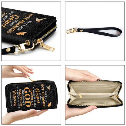 Romans 116 Gift Scriptures For Religious Women For I Am Not Ashamed Of The Gospel Clutch Purse For Women - Personalized Name