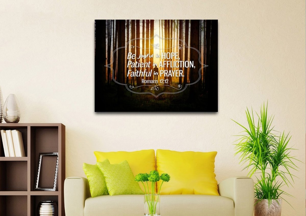 Romans 1212 Be Joyful In Hope Canvas Wall Art Print - Christian Canvas Wall Art