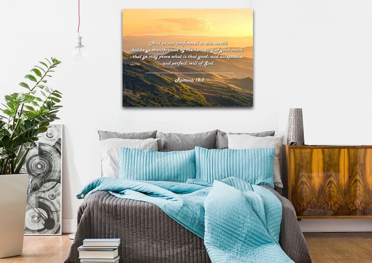 Romans 122 Kjv Do Not World To The Pattern Bible Verse Wall Art Canvas - Christian Canvas Wall Art