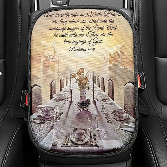 Romans 614 His Grace Is More Powerful Than Our Sin Seat Box Cover, Bible Verse Car Center Console Cover, Scripture Car Interior Accessories