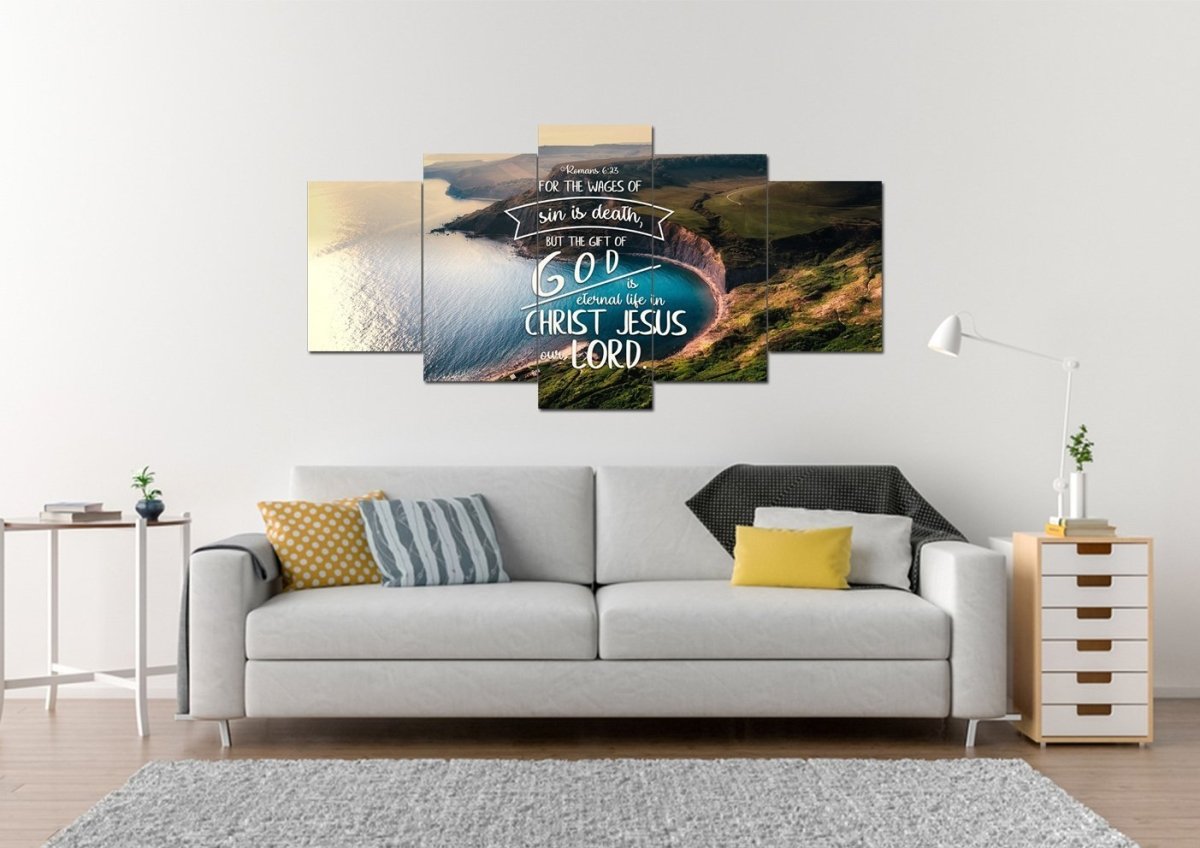 Romans 623 The Gift Of God Is Eternal Life Canvas Wall Art Print - Christian Canvas Wall Art