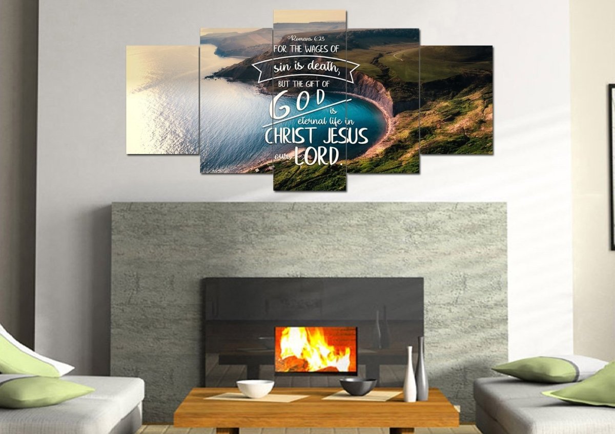 Romans 623 The Gift Of God Is Eternal Life Canvas Wall Art Print - Christian Canvas Wall Art