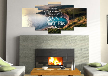Romans 623 The Gift Of God Is Eternal Life Canvas Wall Art Print - Christian Canvas Wall Art