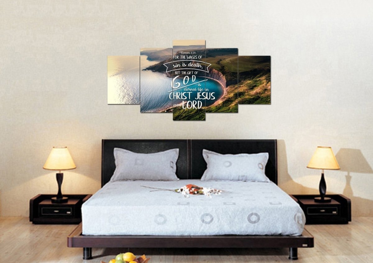 Romans 623 The Gift Of God Is Eternal Life Canvas Wall Art Print - Christian Canvas Wall Art