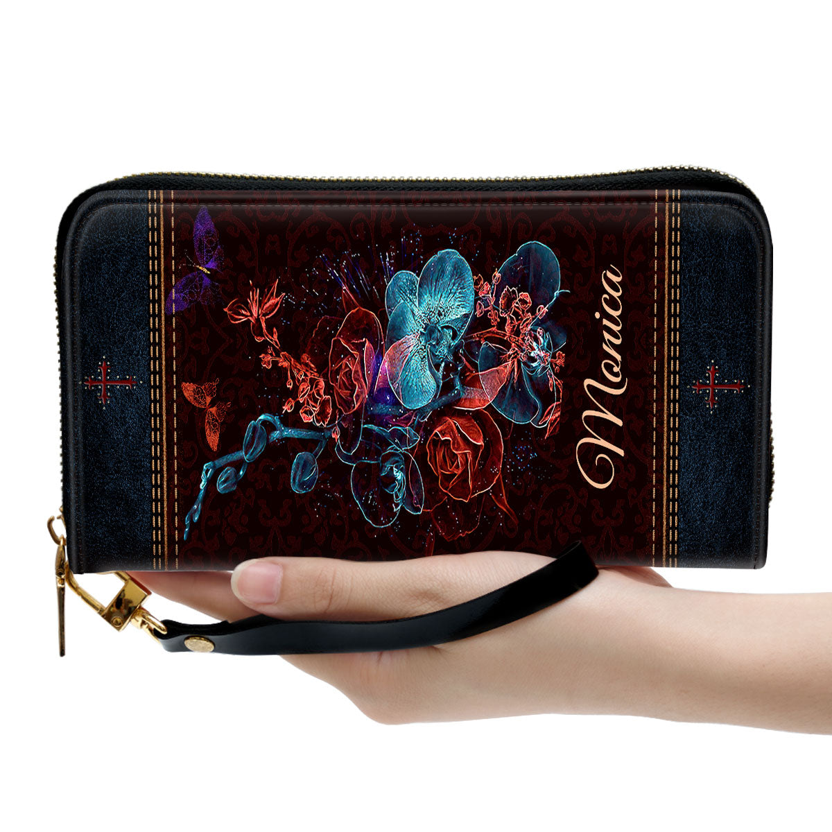 Romans 828 Flower Spiritual Gifts For Women Of God Clutch Purse For Women - Personalized Name - Christian Gifts For Women