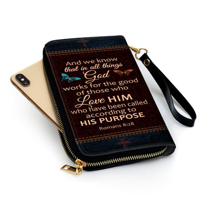 Romans 828 Flower Spiritual Gifts For Women Of God Clutch Purse For Women - Personalized Name - Christian Gifts For Women