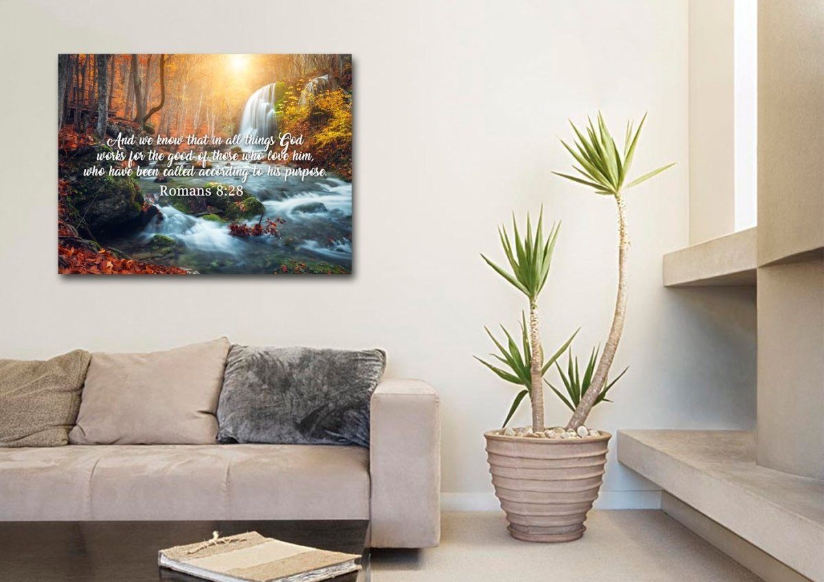 Romans 828 God Works For The Good Canvas Wall Art Print - Christian Canvas Wall Art