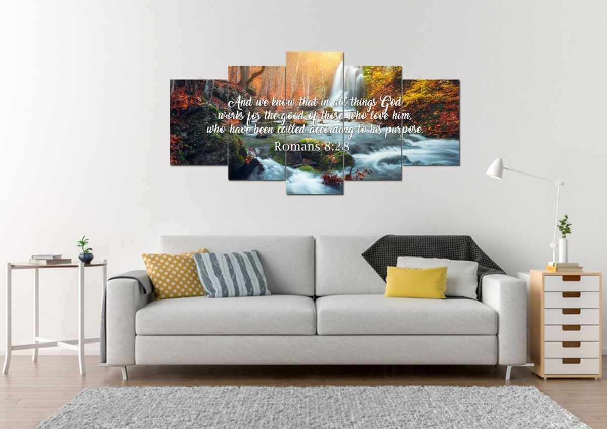 Romans 828 God Works For The Good Canvas Wall Art Print - Christian Canvas Wall Art