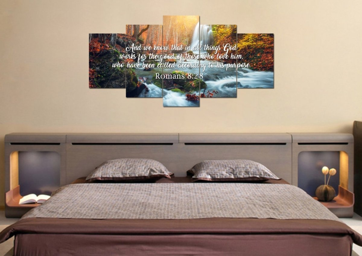 Romans 828 God Works For The Good Canvas Wall Art Print - Christian Canvas Wall Art
