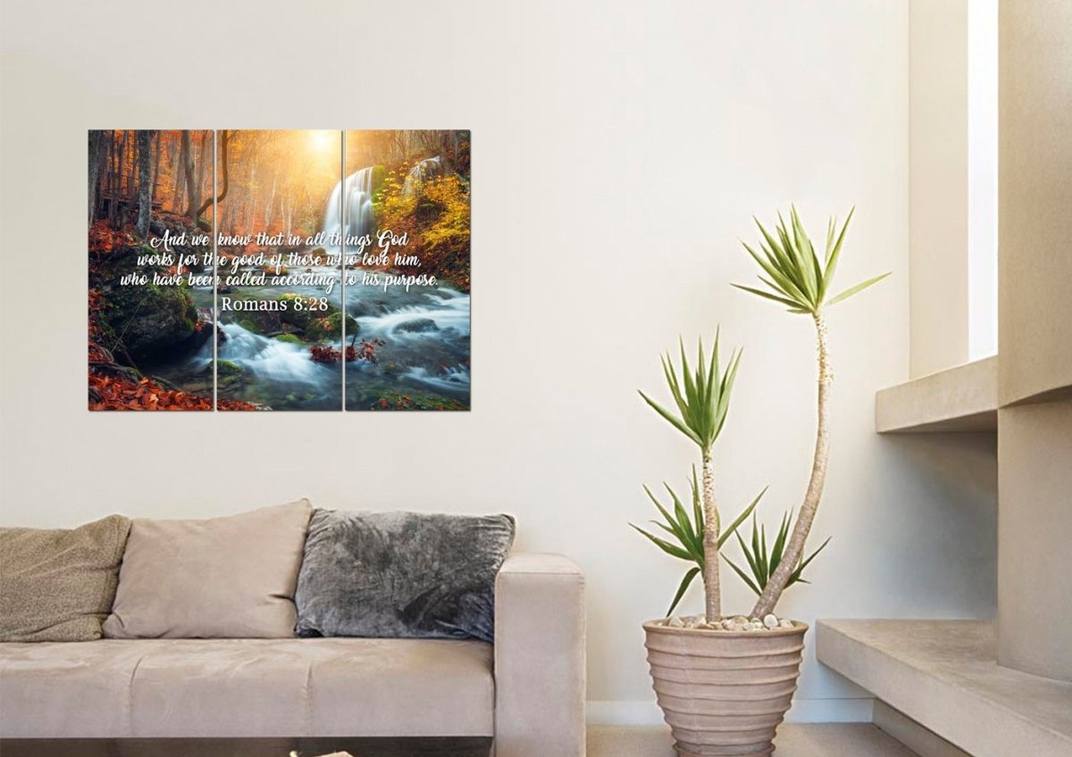 Romans 828 God Works For The Good Canvas Wall Art Print - Christian Canvas Wall Art