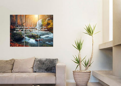 Romans 828 God Works For The Good Canvas Wall Art Print - Christian Canvas Wall Art