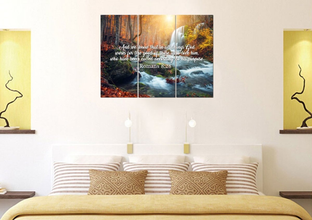 Romans 828 God Works For The Good Canvas Wall Art Print - Christian Canvas Wall Art