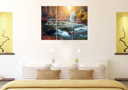 Romans 828 God Works For The Good Canvas Wall Art Print - Christian Canvas Wall Art