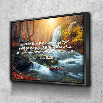 Romans 828 God Works For The Good Canvas Wall Art Print - Christian Canvas Wall Art
