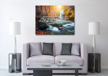 Romans 828 God Works For The Good Canvas Wall Art Print - Christian Canvas Wall Art