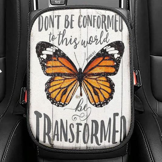 Romans 828 In All Things God Works For The Good Seat Box Cover, Bible Verse Car Center Console Cover, Scripture Car Interior Accessories
