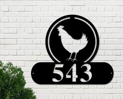 Rooster Address Sign Rooster Metal Sign Metal Farm Sign Chicken Sign Chicken Decor House Number Plaque Address Plaque Metal Signs