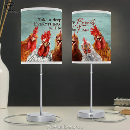 Rooster Peace Farm Take A Deep Breath, Everything Will Be Fine Lamp Art Table Lamp - Christian Lamp Art - Religious Art